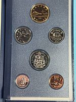 Obverse side of six 1994 Canadian specimen coins in case