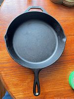 Top view of Lodge cast iron skillet showing entire pan