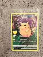 Front view of sleeved Pikachu Celebrations card showing full details