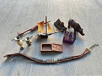 Overview of all items laid out on concrete