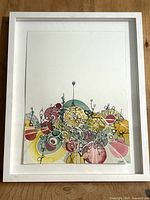 Front view of framed abstract painting showing artwork and frame