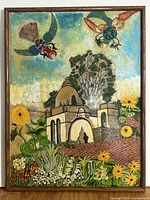 Full view of framed painting showing entire composition and frame