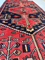 Perspective shot highlighting pile, color saturation, and geometric motifs