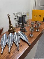 Group shot of all items displayed on wooden surface