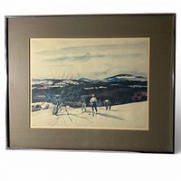 Front view of framed skiing print
