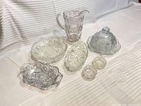 Group shot of all seven cut glass pieces