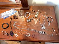 Full layout of all jewellery pieces on tabletop