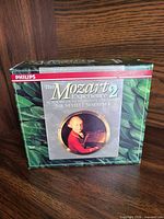 Front view of boxed set showing title and Mozart portrait