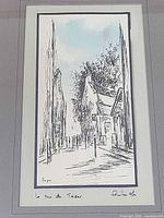 Close view of watercolor, signature, title and date visible