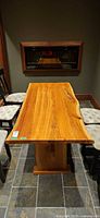 Top view of live edge solid wood dining table