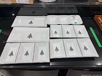 All nine porcelain pieces displayed on countertop