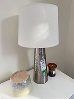 Lamp, jar candle, WoodWick candle grouped