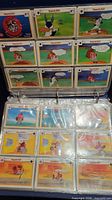 open binder showing two pages of Upper Deck Looney Tunes cards