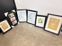 All six black frames lined up