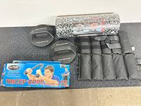 Group shot of all fitness accessories on table