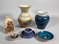 Full group shot of all six pottery pieces