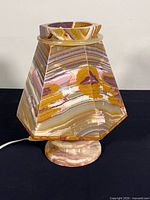 Lamp unlit showing hexagonal onyx body and base