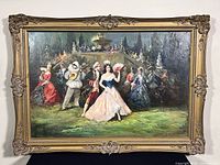 Full view of framed oil painting showing subject and frame