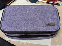 Front view of purple Yarwo insulin cooler travel case closed