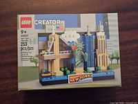Front of sealed LEGO Creator 40519 box showing New York Postcard image and piece count
