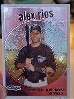 Front of card showing Alex Rios, refractor finish, facsimile signature