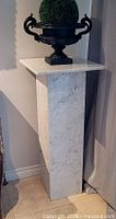 Full view with urn (urn not included) showing marble pedestal