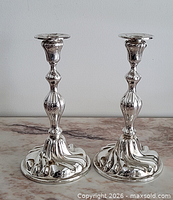 Full view of both candlesticks showing size and design