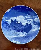 Front view of B&G 1932 Christmas plate showing design and inscription