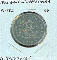 Obverse view showing St. George slaying dragon and 1852 date