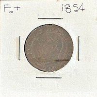 Obverse side of 1854 Napoleon III 10 centimes in flip