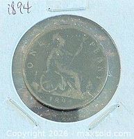 Reverse of 1894 one penny showing seated Britannia