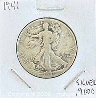 Obverse view showing 1941 Walking Liberty design in flip