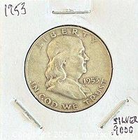 Obverse of 1953 Franklin half dollar in 2x2 holder