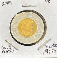 Obverse of 2009 proof silver twoonie showing Queen Elizabeth II portrait