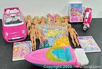 Overview of dolls, vehicles, DVDs, clothing