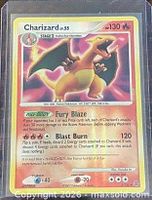 Front of Charizard holo card in sleeve