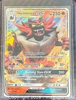 Front view showing Incineroar GX artwork, stats, set number 27/149