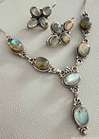 Necklace and earrings group shot