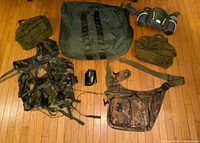 All items laid out on floor