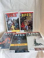 Front view of all five B.P.R.D.: King of Fear comic issues #1-5