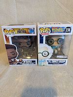 Front view of both boxed Funko Pop figures