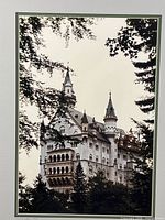 Full view of framed photograph showing castle image, mat and frame