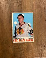 Front view of Tony Esposito hockey card
