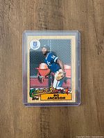 Front of 1987 Topps Bo Jackson rookie card in top-loader