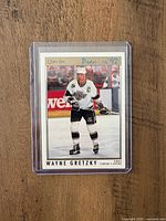 Front view of Wayne Gretzky 1992 O-Pee-Chee Premier card in sleeve