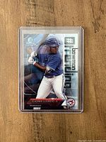 Front of 2018 Bowman Chrome Vladimir Guerrero Jr. #Trending rookie card in sleeve