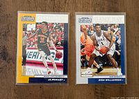 Front view of both 2019 Panini Contenders Game Day Ticket rookie cards for Ja Morant and Zion Williamson in sleeves