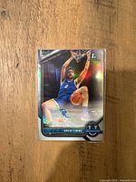 Front of Bowman Chrome University Drew Timme autographed card in sleeve