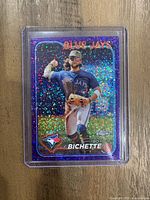 Front of Bo Bichette Purple Speckle Refractor card