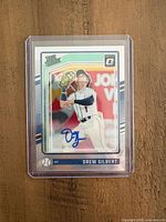 Front of Drew Gilbert Rated Prospect autograph card in protective sleeve